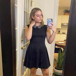 Monteau Black Beaded Collar Cocktail Dress